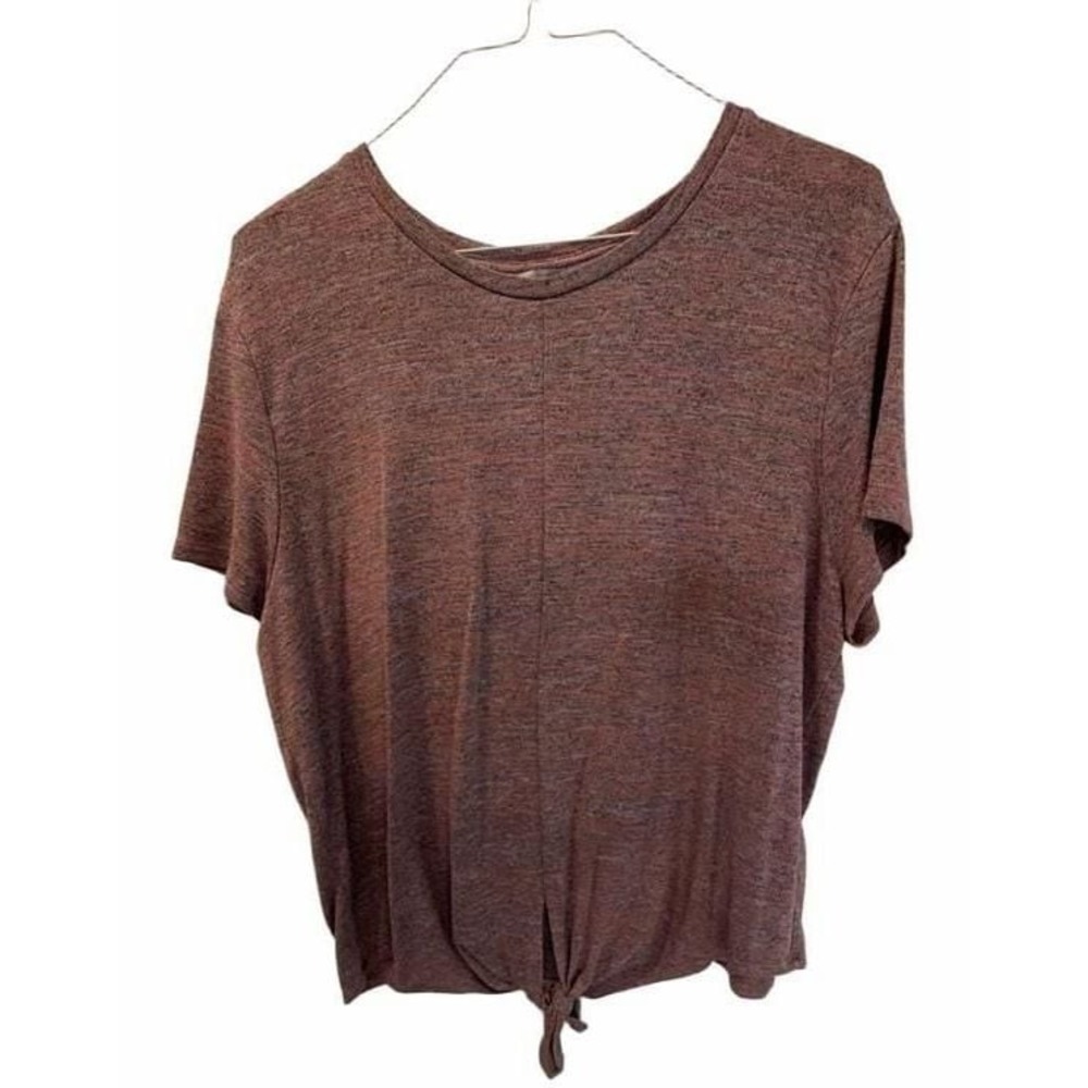 Calvin Klein Jeans Heathered Pink Short Sleeve Front Knot Hem T-Shirt XL